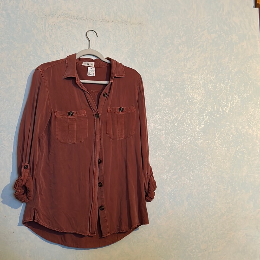 Maurices barn red small long sleeve button up